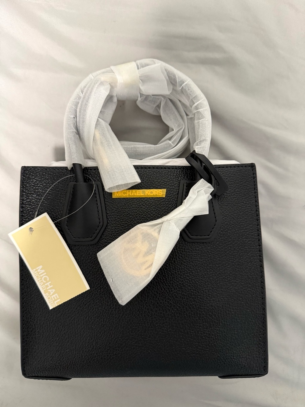 Michael Kors Black Leather Mini Tote Bag with box